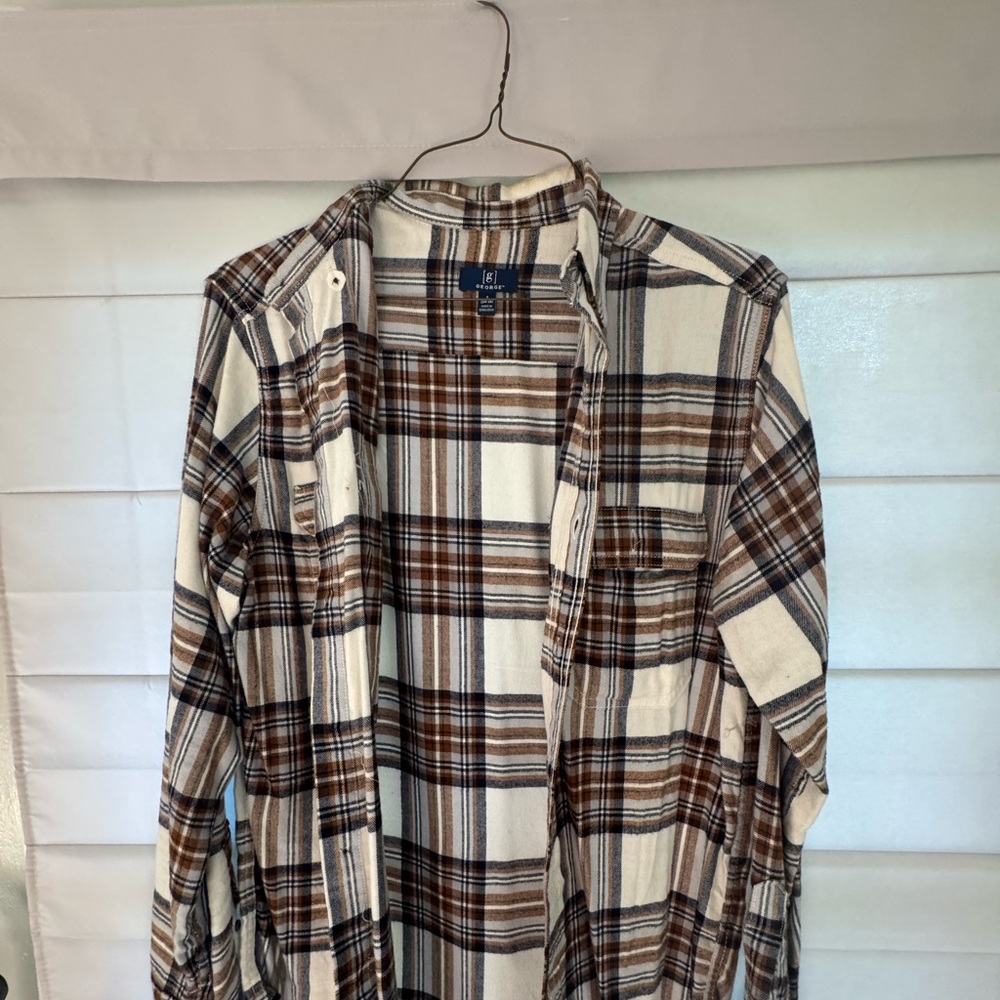 George Brown and Cream Flannel Checkered Shirt